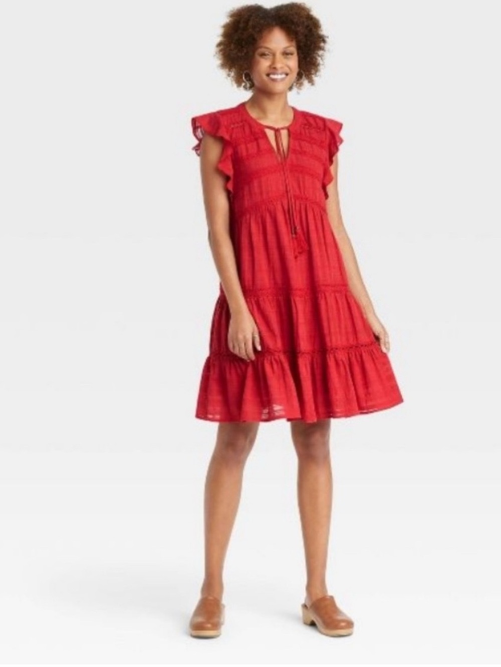 Knox Rose Red Ruffle Tiered Midi Dress